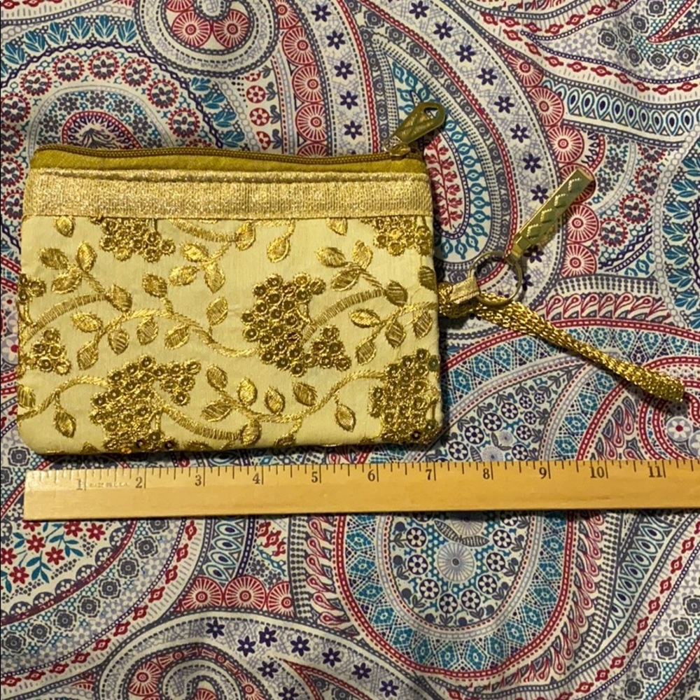 NWT Gold embroidered purse (made in India)